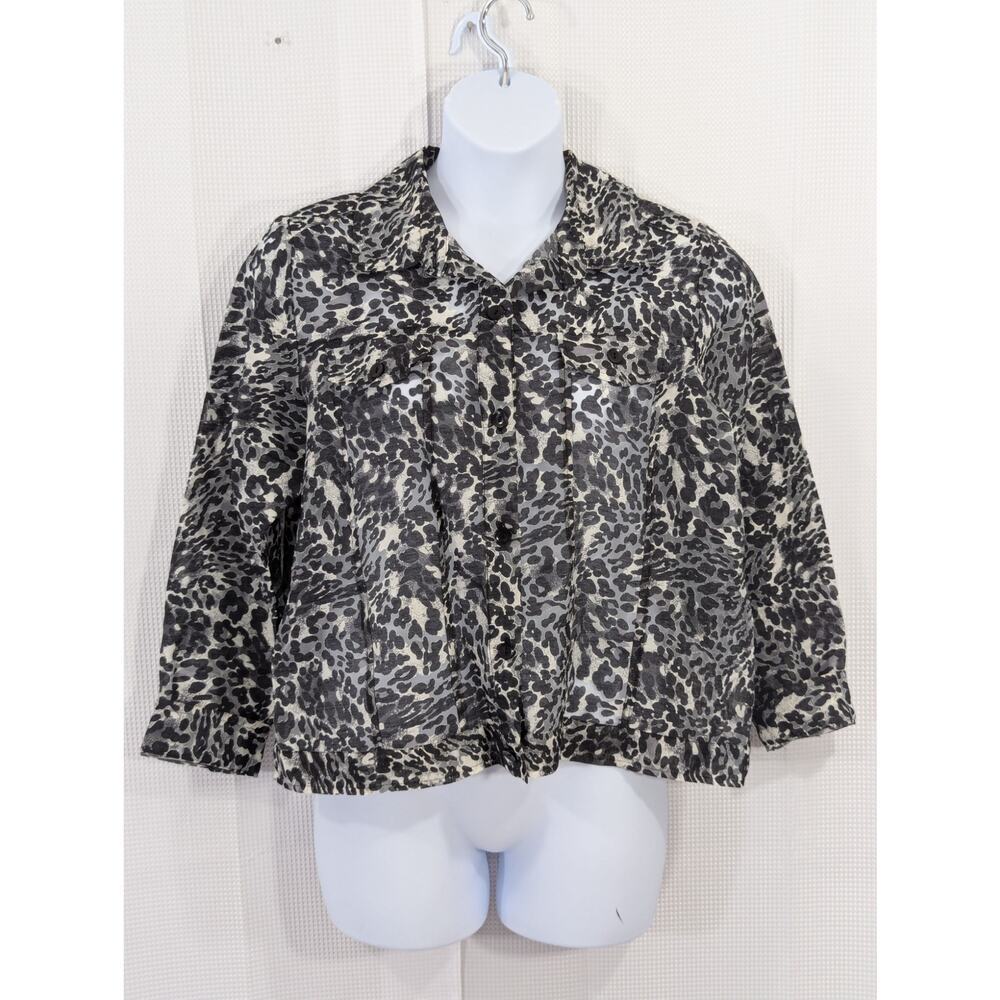 NWOT! NOTATIONS WOMAN! LINEN+! BLACK,TAN SHEER NET JEAN JACKET STYLE TOO! SZ 1X - Picture 3 of 10